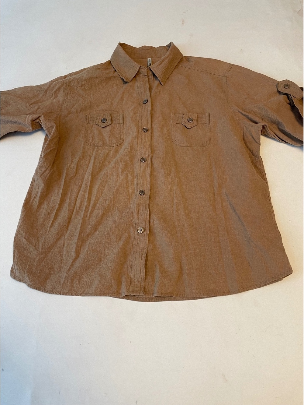 White Stag XL Brown Button-Up Shirt with Chest Pockets